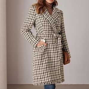 GRACE KARIN NWT Women's Tweed Double Breasted Coat A Line Size SMALL NWT